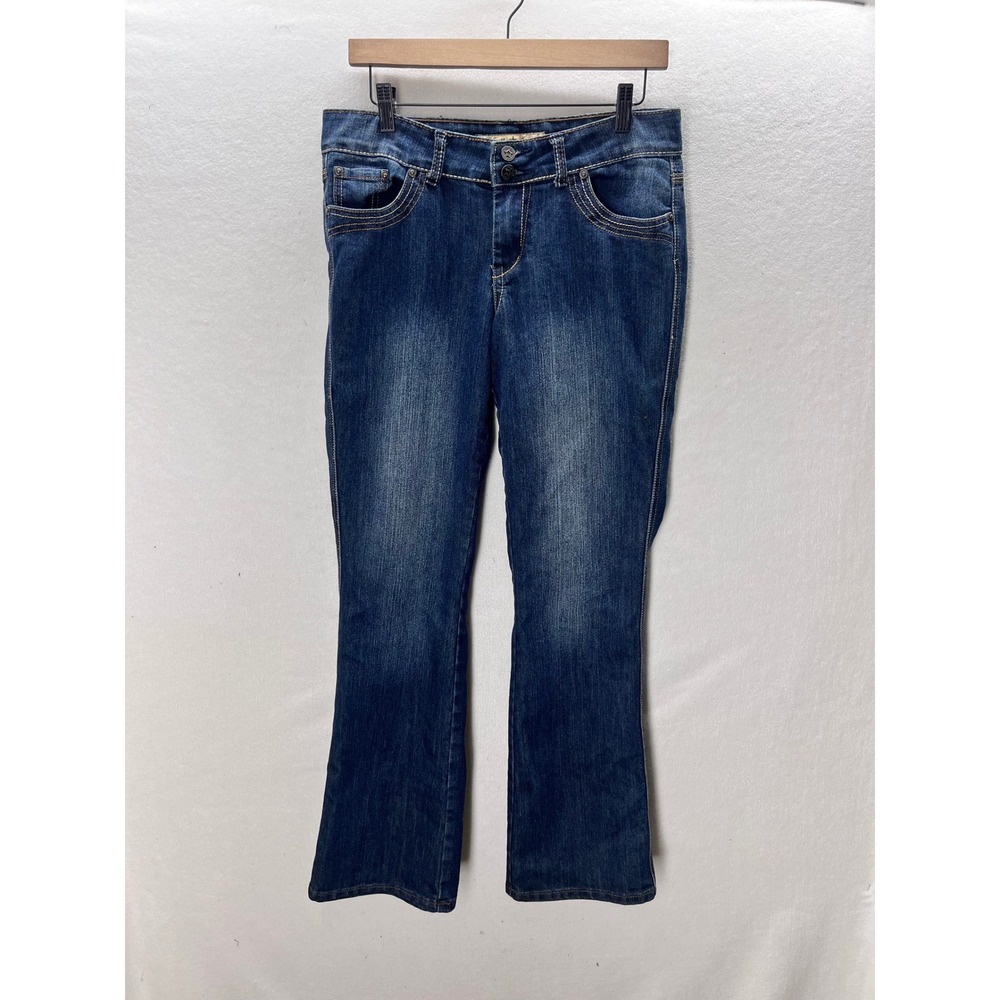 Vanilla Star Bootcut Jeans Womens Size 6 Blue Denim Embroidered Flap Pocket 3338